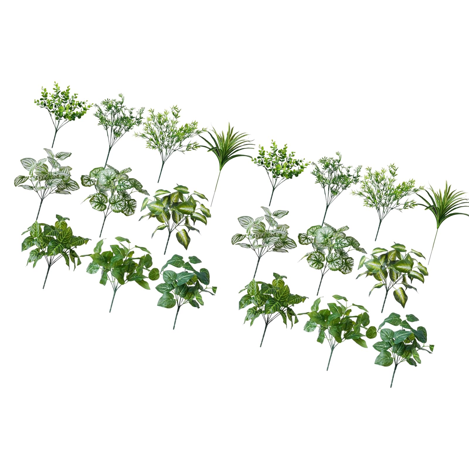 PANGBOER Realistic Artificial Plant Leaves for Porch Decoration Premium Foliages Greeneries with Stems for Outdoor Foliation Deck