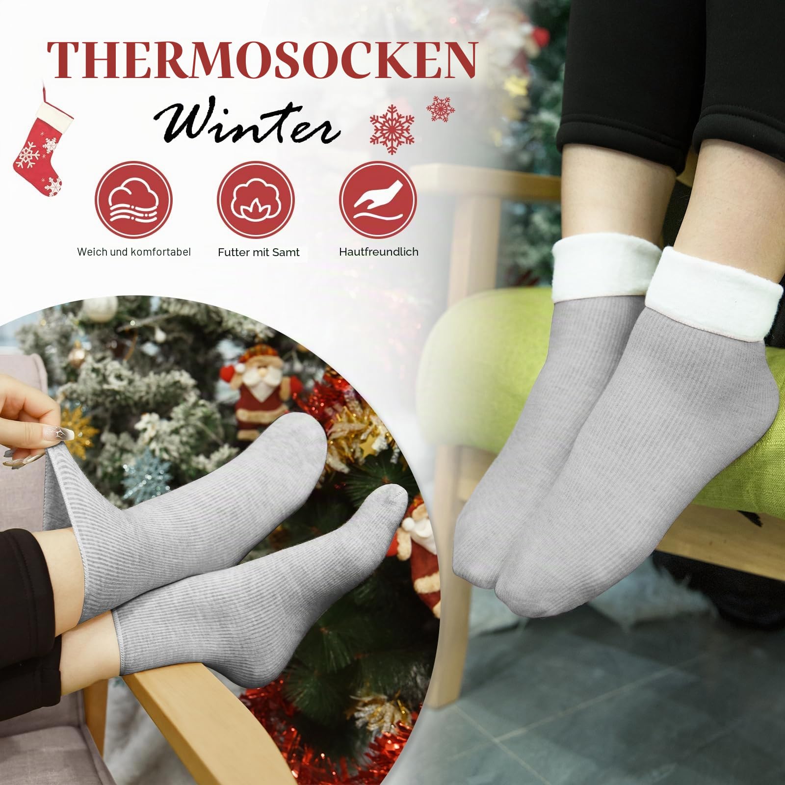 Tuopuda Wintermütze Handschuhe Damen Warme Beanie Winter Mütze Strickmütze Schal Gestrickte Handschuhe Verdickte Socken Plüsch Ohrenschützer Kombi Set Geschenk für Outdoor Sport Wärmen