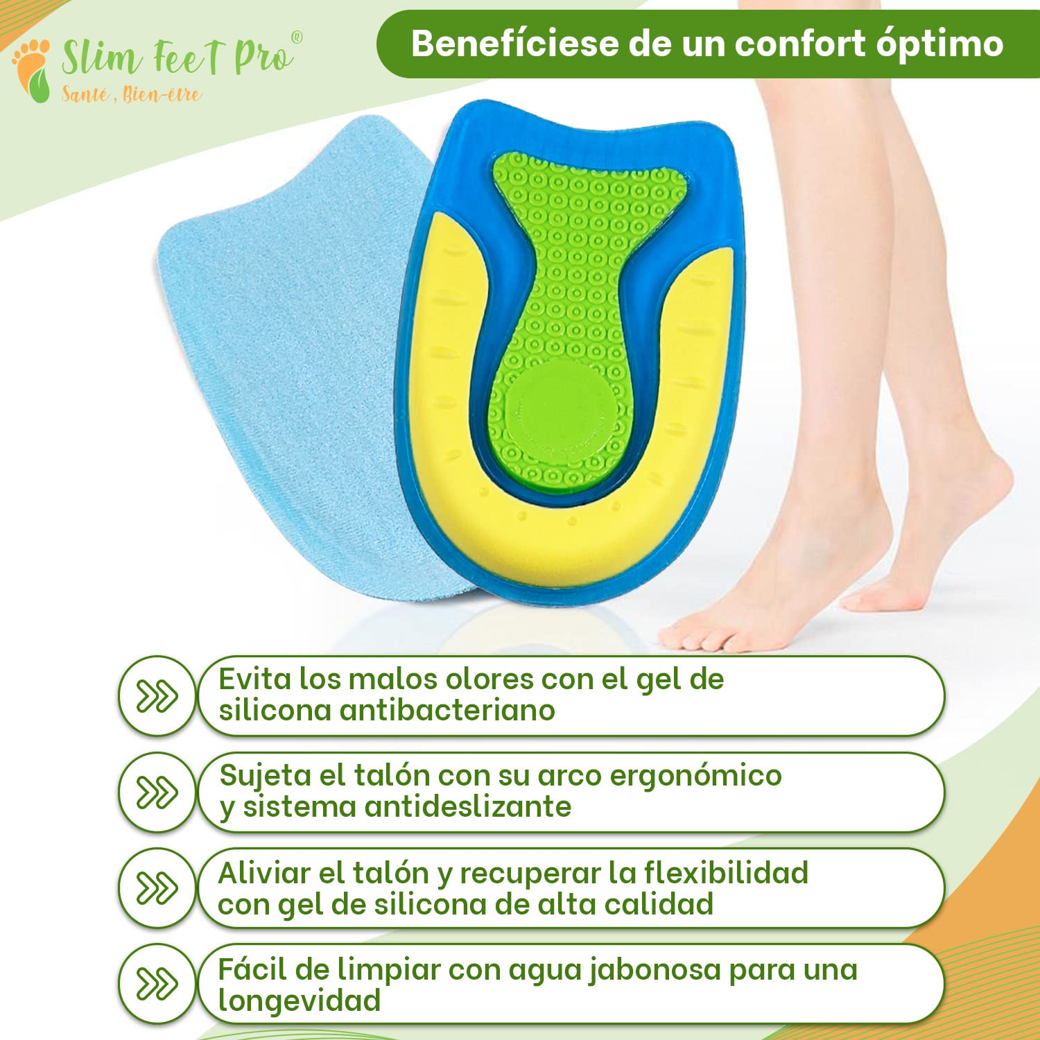 Talonera, de silicona, de gel ortopédico, de aumento, tamaño L, para proteger del dolor el talón y aliviar el espolón calcáneo, fascitis plantar y tendinitis