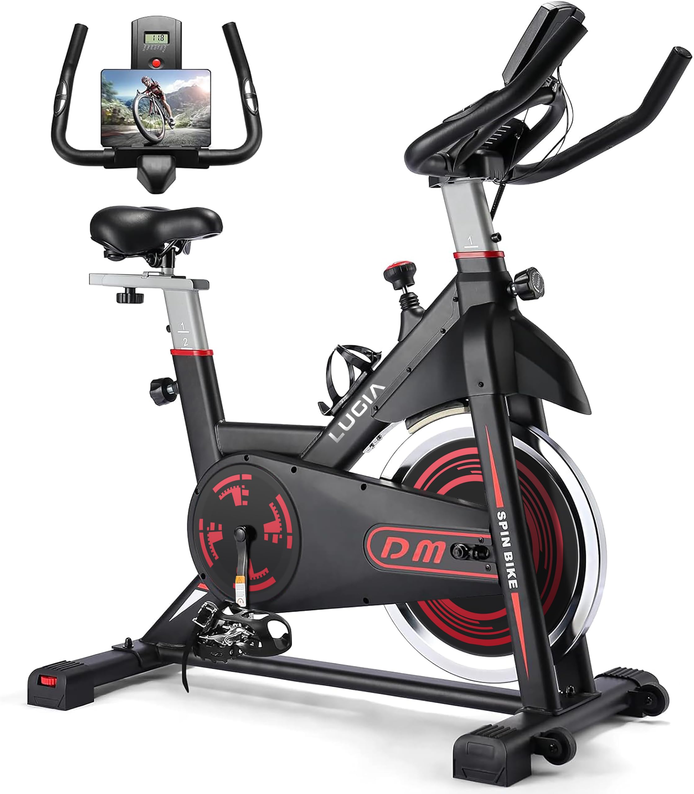 Lugia Heimtrainer - Fitness Fahrrad - LED Display - Verstellbarer Sattel - 0-100% Widerstandsstufen - Herzfrequenzfunktion - Max 130kg - Extrem Leise - Riemenantrieb