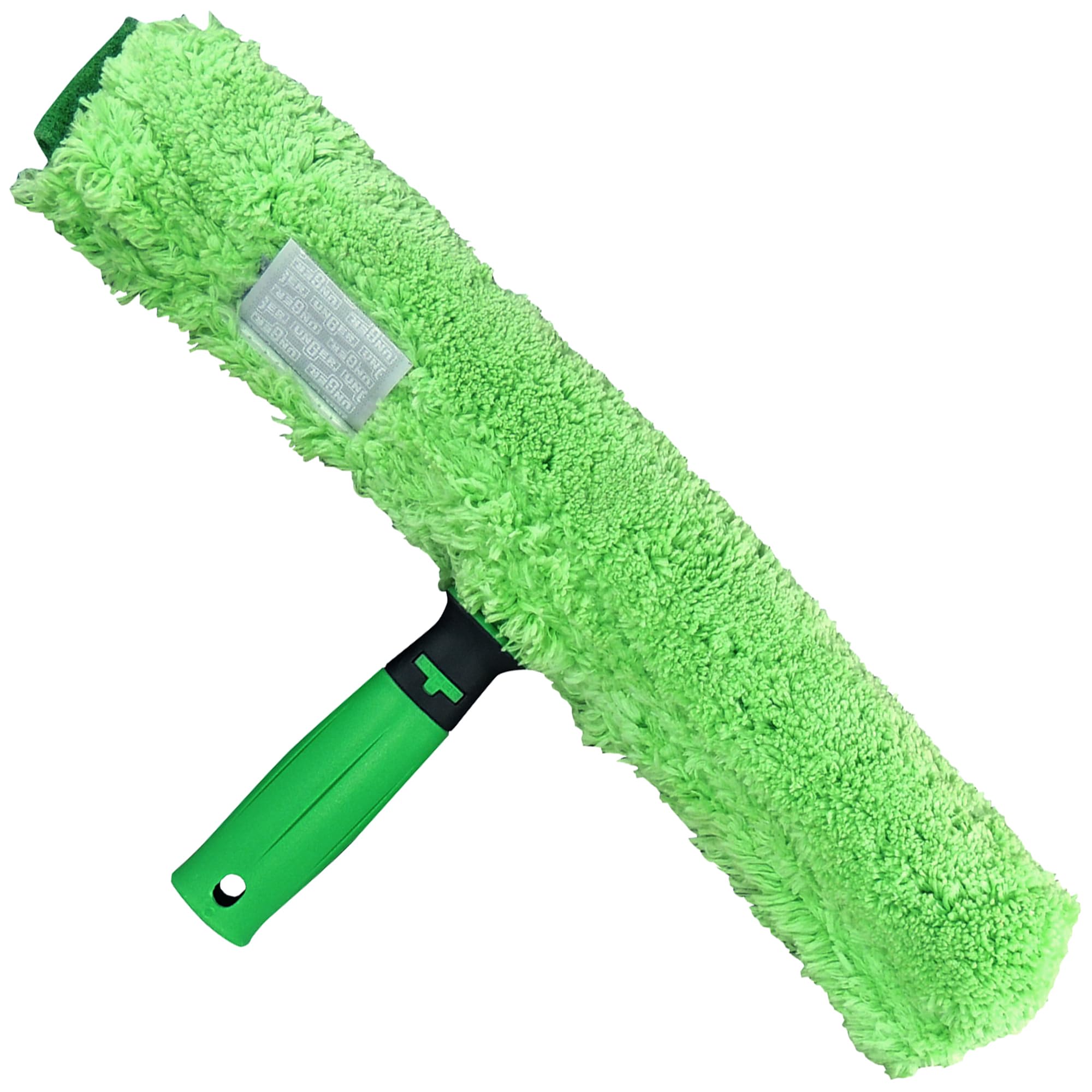 UNGER 79020 MicroStrip Window Washer Sleeve 35cm with ErgoTec T-bar Handle - Microfibre Window Cleaner for Hand Wash or Telescopic Window Cleaning, Green