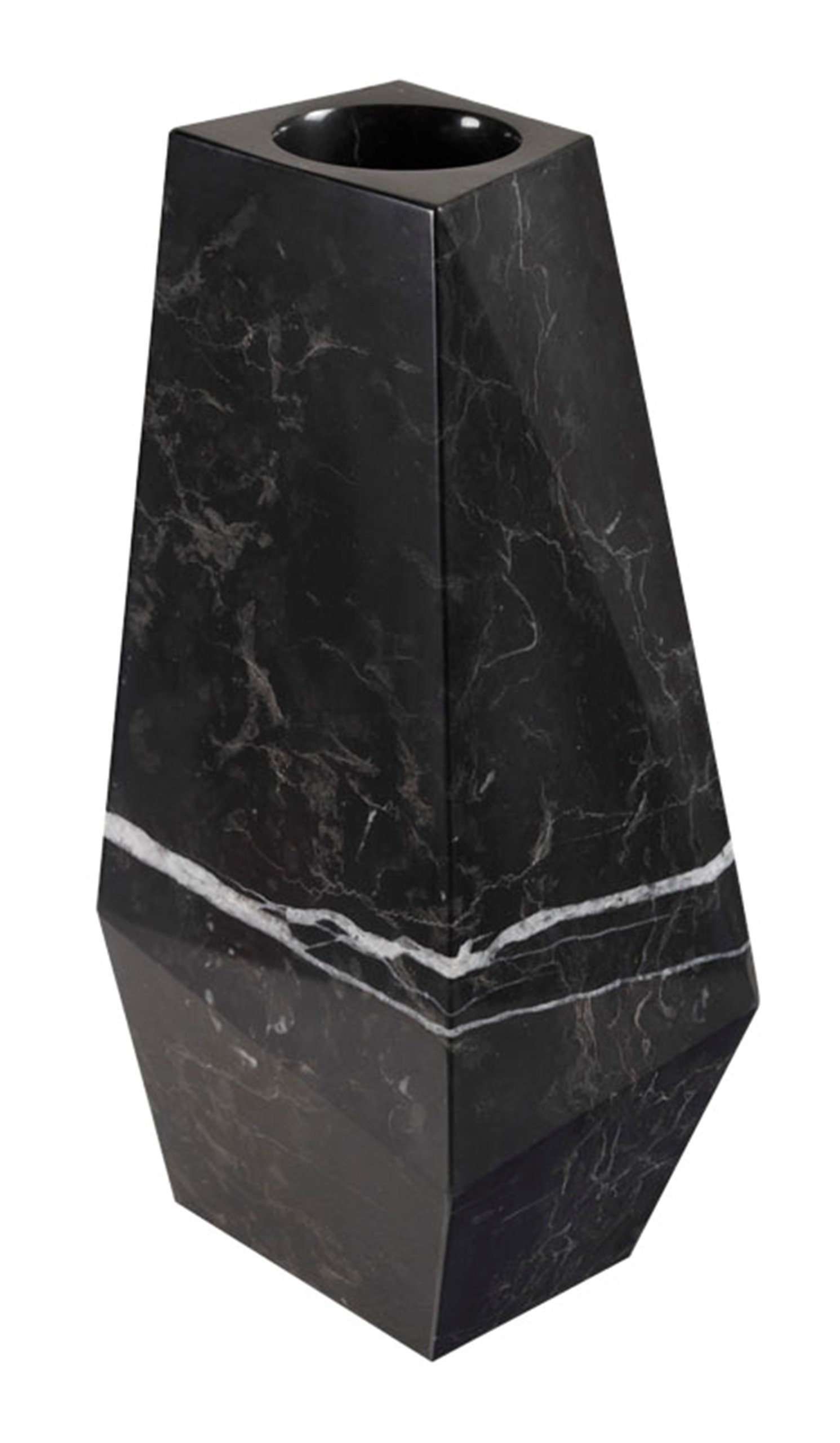 Design Marmor Vase kubistisch, modern, sehr massiv, eckig aus Naturstein，Maße L/B: 31,5/15cm Gewicht: ca. 10kg