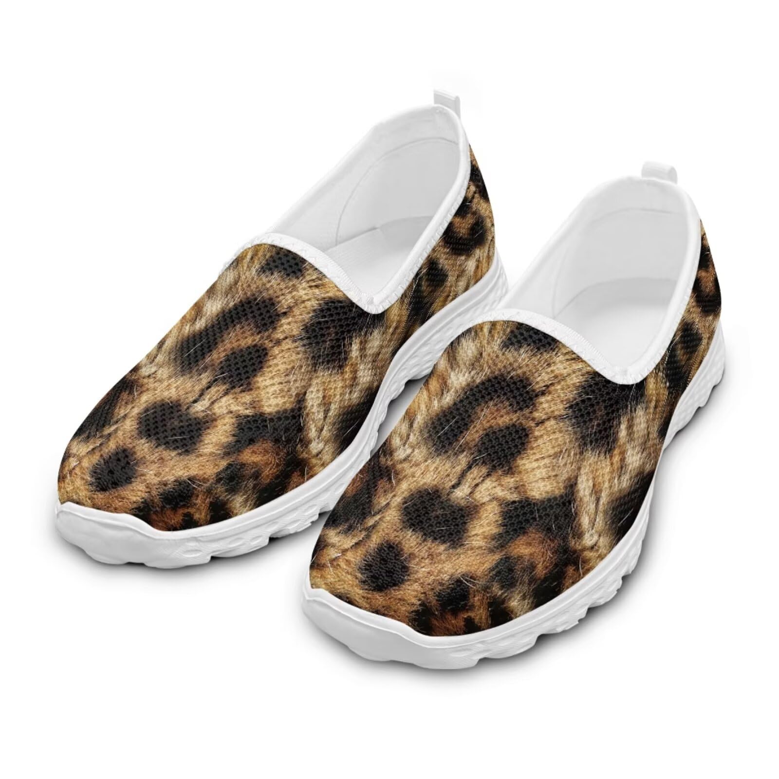 Mocassini da passeggio antiscivolo da donna, con motivo leopardato, alla moda, casual, con memory foam