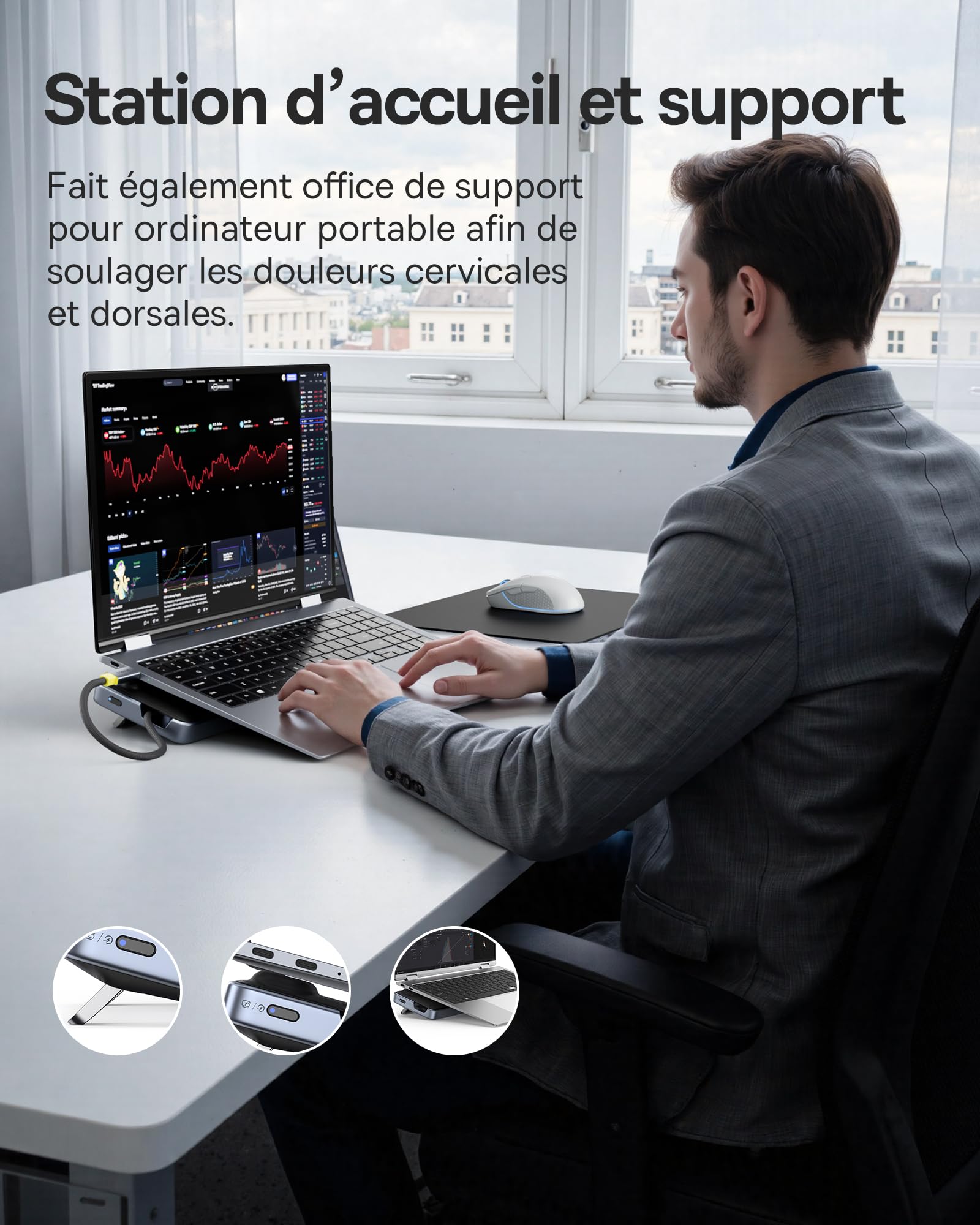 Baseus Station d'accueil pour Ordinateur Portable, 12 en 1, HUB Triple écran 4K, HDMI/DP, 10 Gbit/s USB A/C, Transfert de données Rapide, PD100W, Ethernet, TF/SD, Station d'accueil USB C avec Windows
