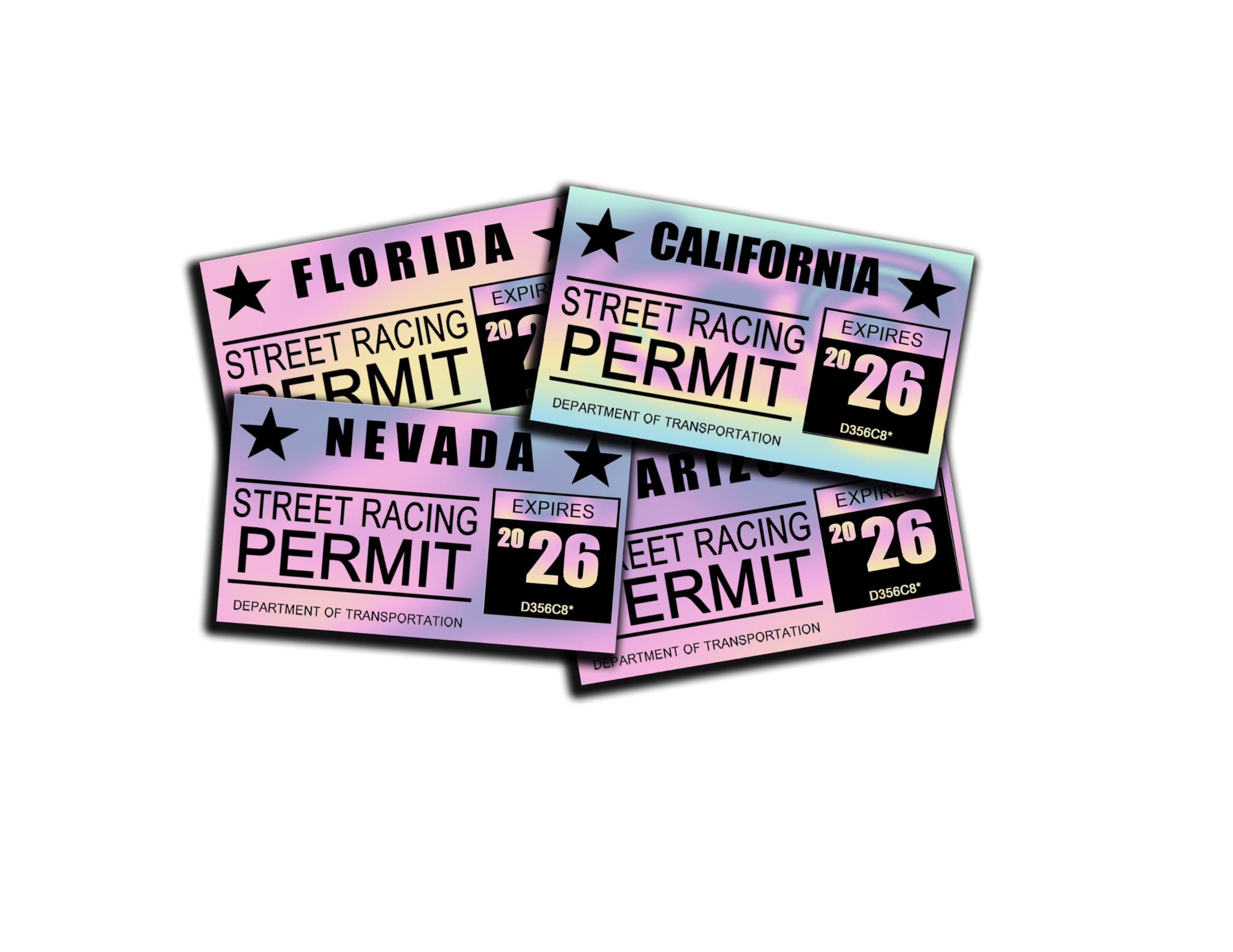 Street Racing Permit Sticker Holographic -ANY STATE AVAILABLE-