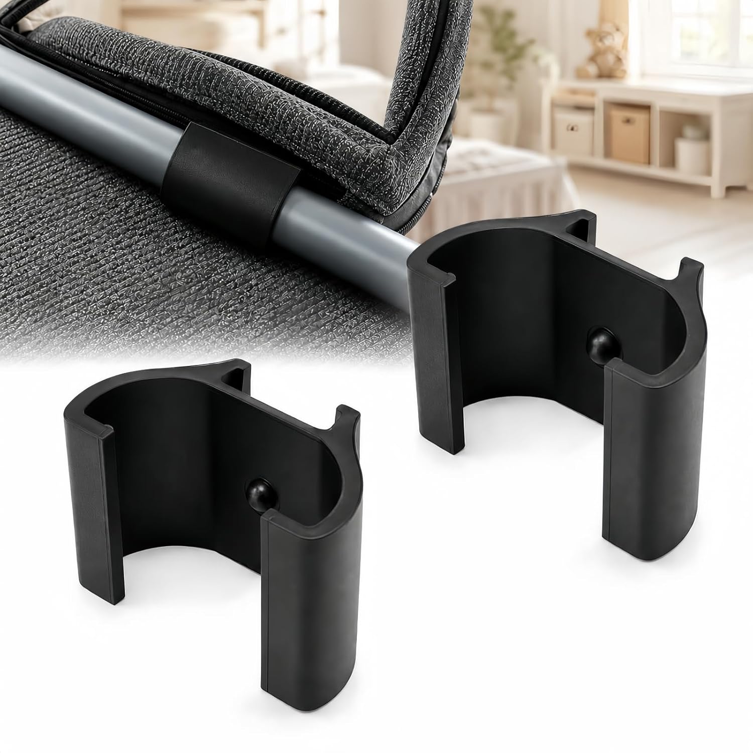 Stroller Frame Connector and Retention Clip Compatible with UppaBaby Vista V2, Bassinet Attachment Stabilizer Replacement Part for Smooth Mobility (2-Pack)