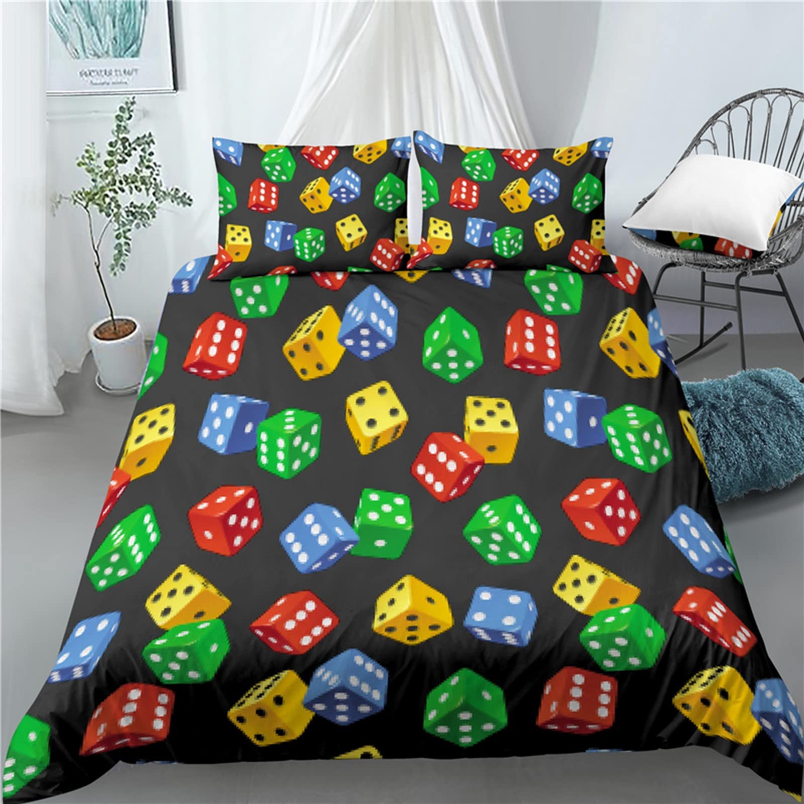 Ropa De Cama Infantil 3D Tamiz Colorido De Dibujos Animados Juego De 3 Piezas Funda Nórdica Y Funda De Almohada para Niños Chica Chico Poliéster con Cremallera 150X220 Cm