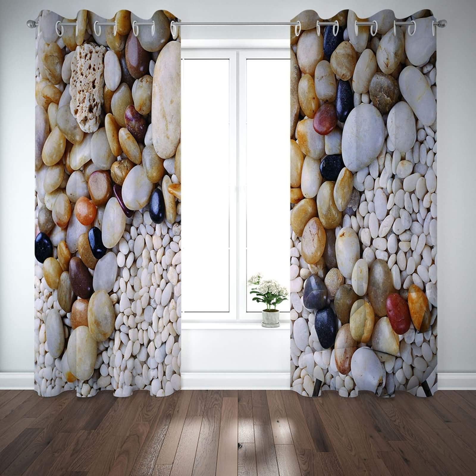 Zasłony zaciemniające, nieprzejrzyste, zestaw 2 sztuk, z kamienia krzemionkowego, zasłony z oczkami, poliester 274 x 274 cm