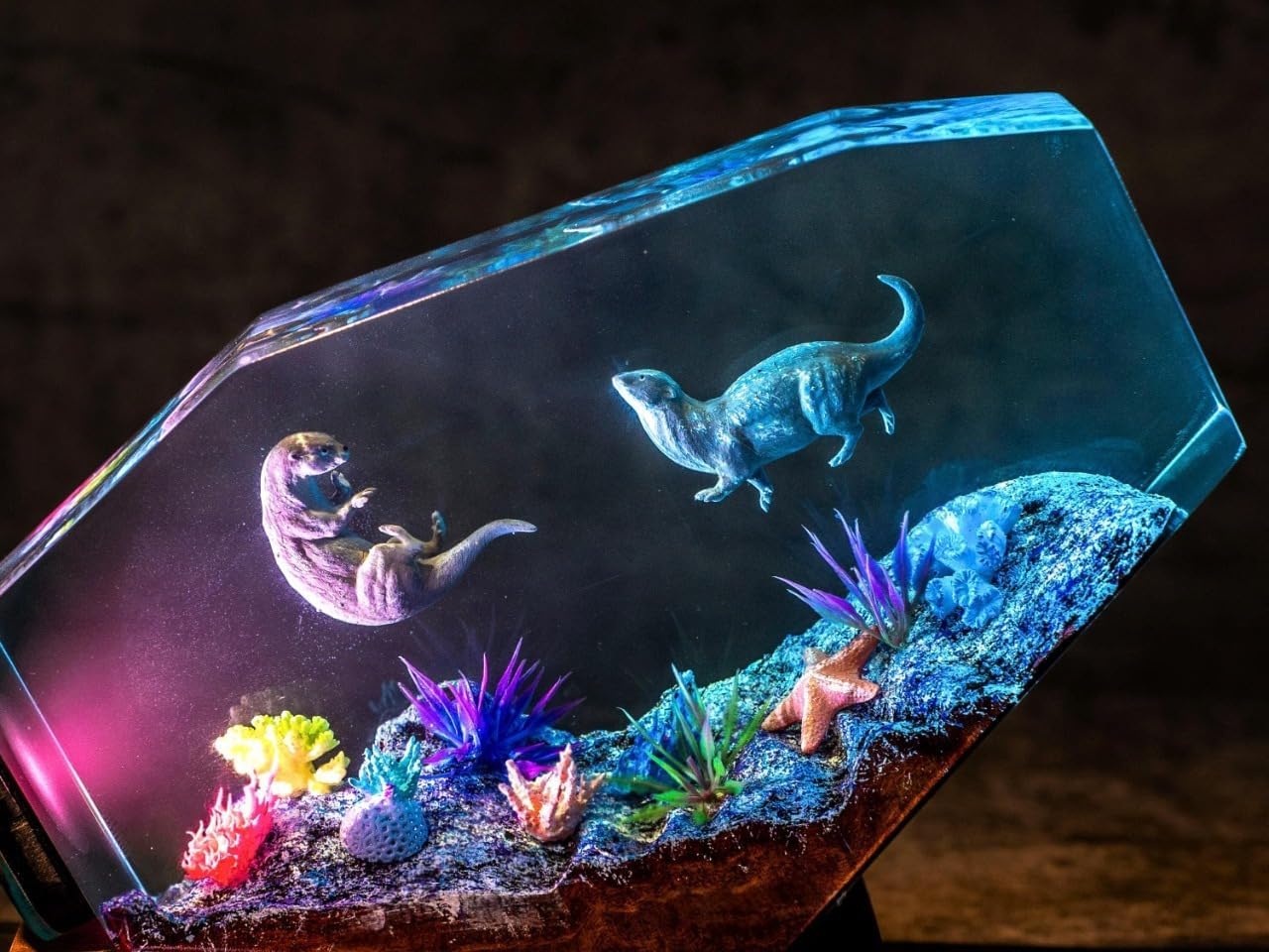 Otter Couple Resin Night Light - Unique Gift for Couple, Cute Animal lamp, Christmas Light, Gift for Animal Lovers