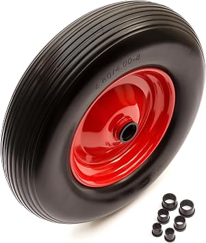 4.80/4.00-8 PU Red Metal Wheel & Tyre Solid Flat Free 15 Inch