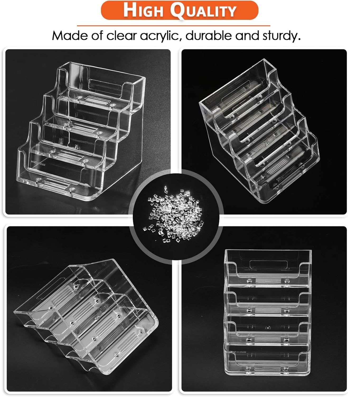 MaxGear Clear Business Card Holder 4 Pocket Business Card Display, Acrylic Business Card Stand for Desk or Counter with 4 Tier, 320 Card Capacity, 2 Pack : Office Products