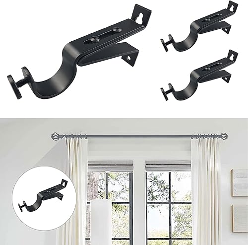 Miniatura 6 de Soportes de barra de cortina ajustables, se adaptan a barras de hasta 1 pulgada, 1-18 pulgadas, soporte extensible para barra de cortina resistente