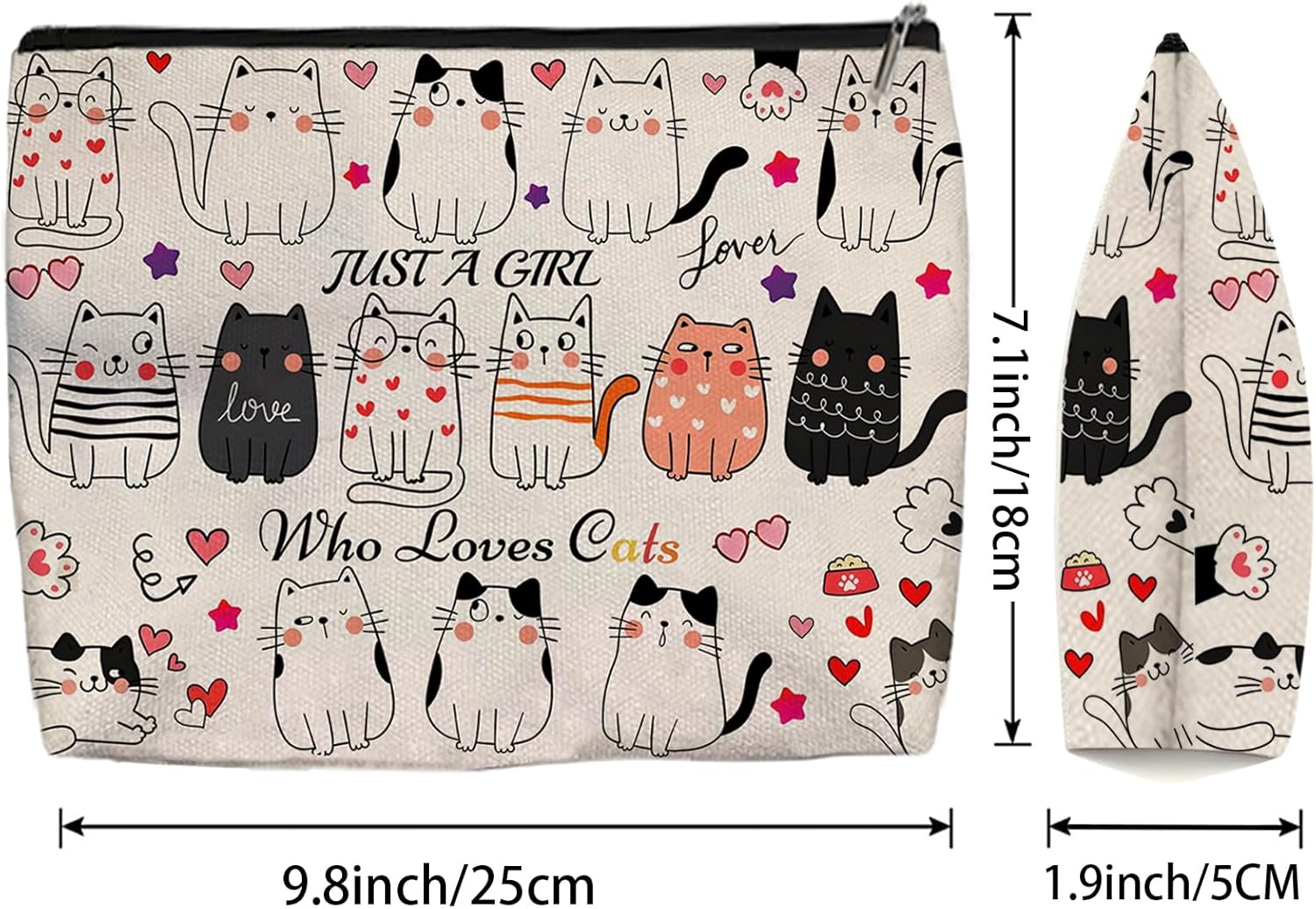 Cat Makeup Bag for Women - Lightweight Travel Pouch with Lining, High-definition, Double-Sided Printed, Funny Cat Gift Bags for Birthday & Christmas Gifts - Image 2