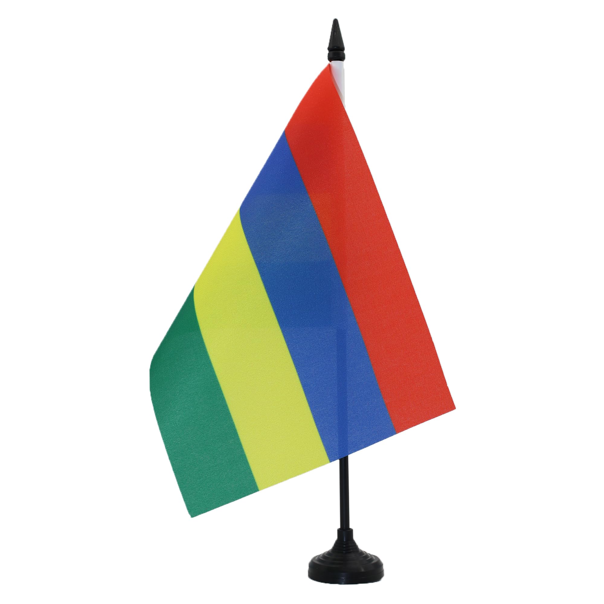 AZ FLAG Mauritius Table Flag 5'' x 8'' - Mauritian Desk Flag 21 x 14 cm - Black plastic stick and base