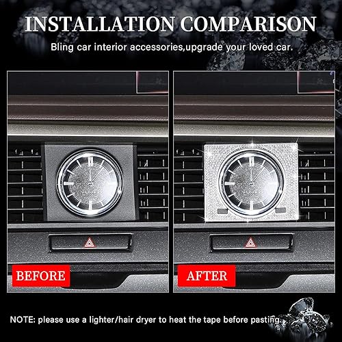 Miniatura 2 de LECART Para Lexus Car Accessories RX 350 450h Hybrid Bling Clock Decor Cover Trim RX Pegatinas Metal Auto Interior Decoraciones para Mujeres Hombres