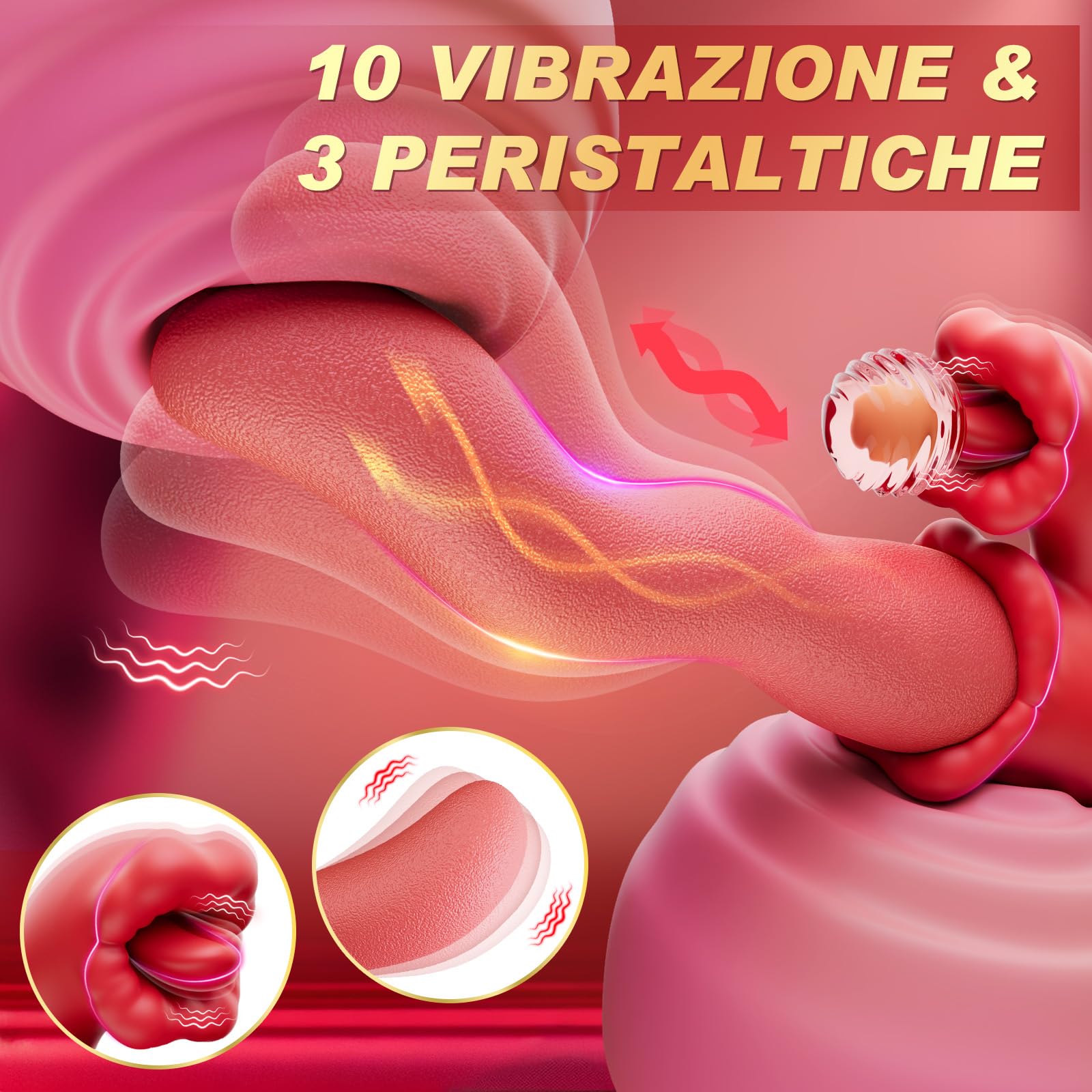 Vibratore erotico, 3 in 1, con 10 modalità di vibrazione