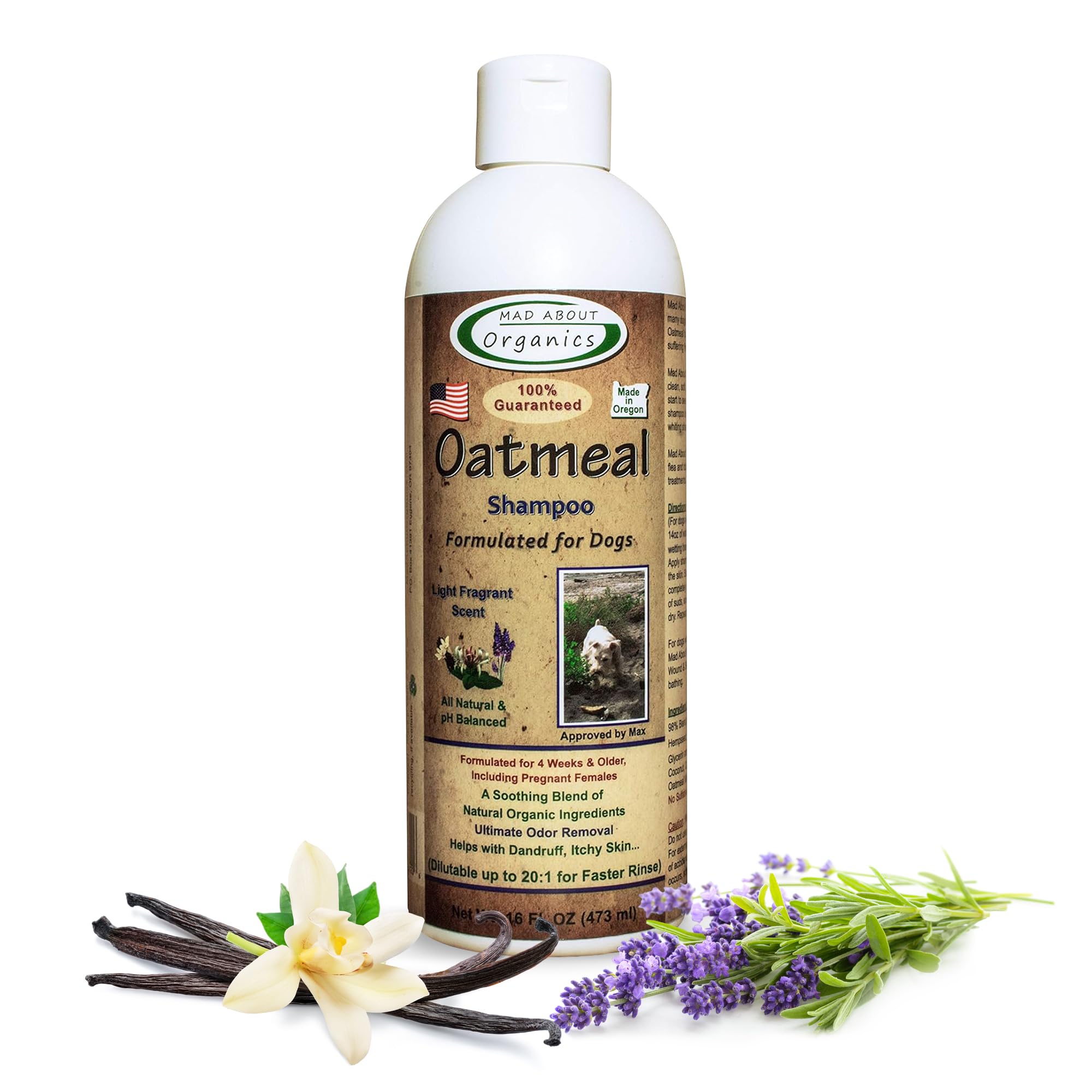 Mad About Organics All Natural Dog & Puppy Oatmeal Shampoo Concentrate 16oz