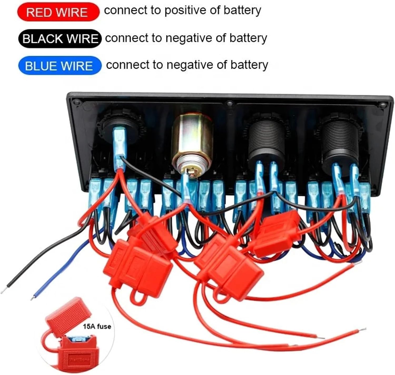 Waterproof 12V Led Light Push Button Toggle Electrical Car Rocker Boat Marine 8 Gang Switch Panel