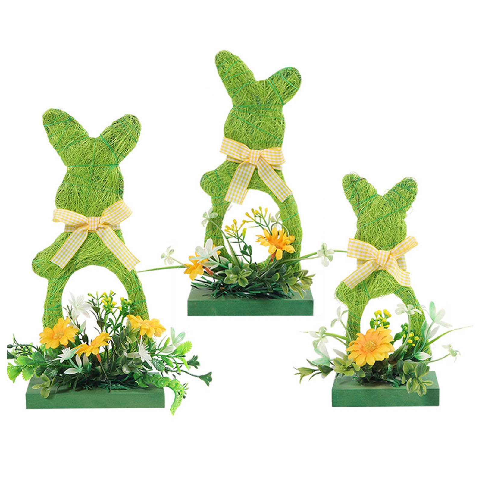Confezione da 3 decorazioni pasquali con coniglietto verde: ornamento pasquale in legno per conigli, decorazioni artigianali da tavolo, forniture per feste, per l ' artigianato in casa, soggiorno