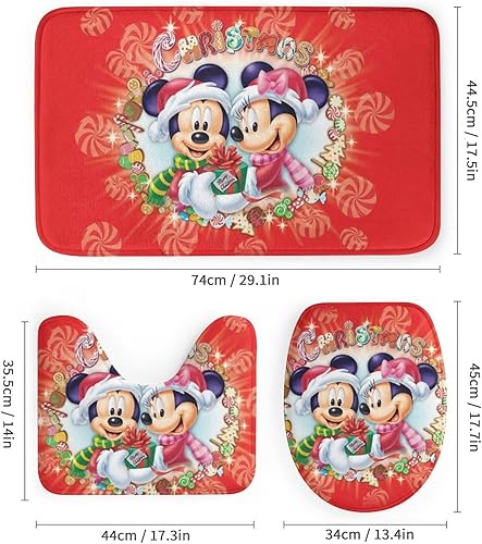 Miniatura 3 de Juego de cortinas de ducha con diseño de ratón de dibujos animados, juego de 4 piezas de cortinas de ducha impermeables, alfombra de baño