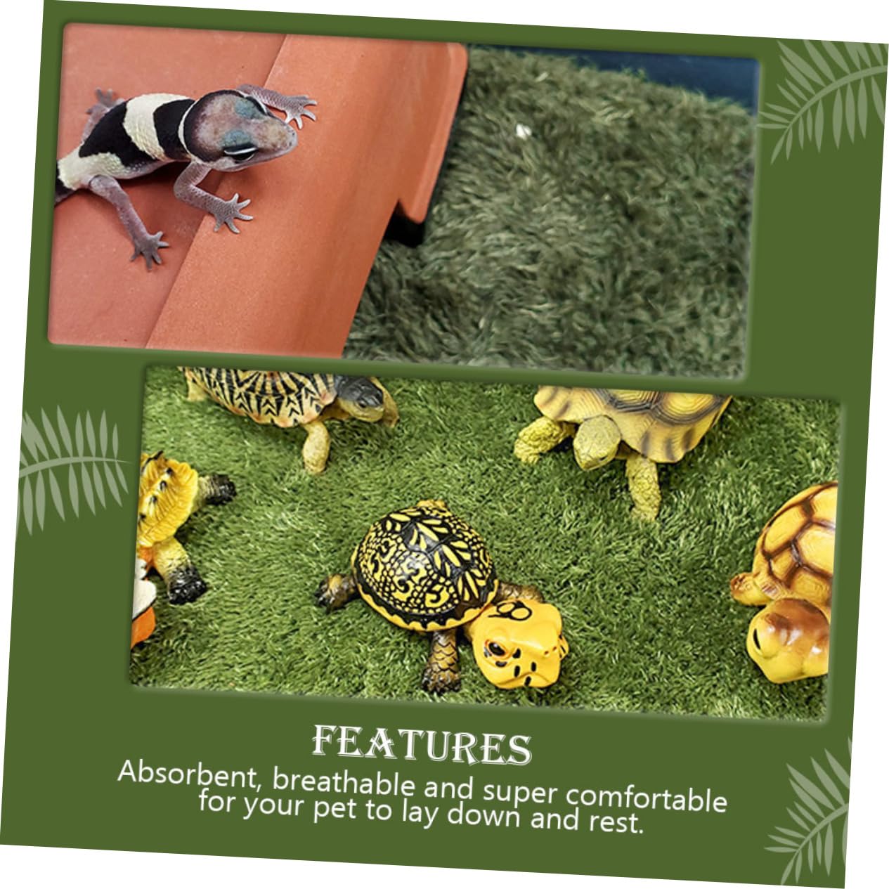 BESPORTBLE Realistic Fake Lawn for Tortoise Habitat Reptile Bedding Accessories Moss Carpet for Reptile Box Absorbent Durable Environment Simulated