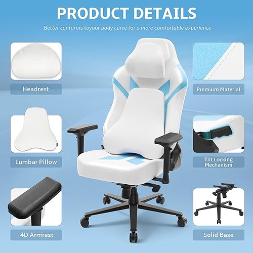 Miniatura 9 de Silla ergonómica para videojuegos, sillas de escritorio para computadora, reposabrazos 4D, silla de oficina con respaldo alto con reposacabezas