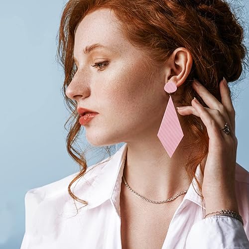 Miniatura 6 de ORIGACH 9 piezas de aretes reutilizables plantilla de cuero plantilla de corte de plástico con diferentes patrones para aretes collares manualidades