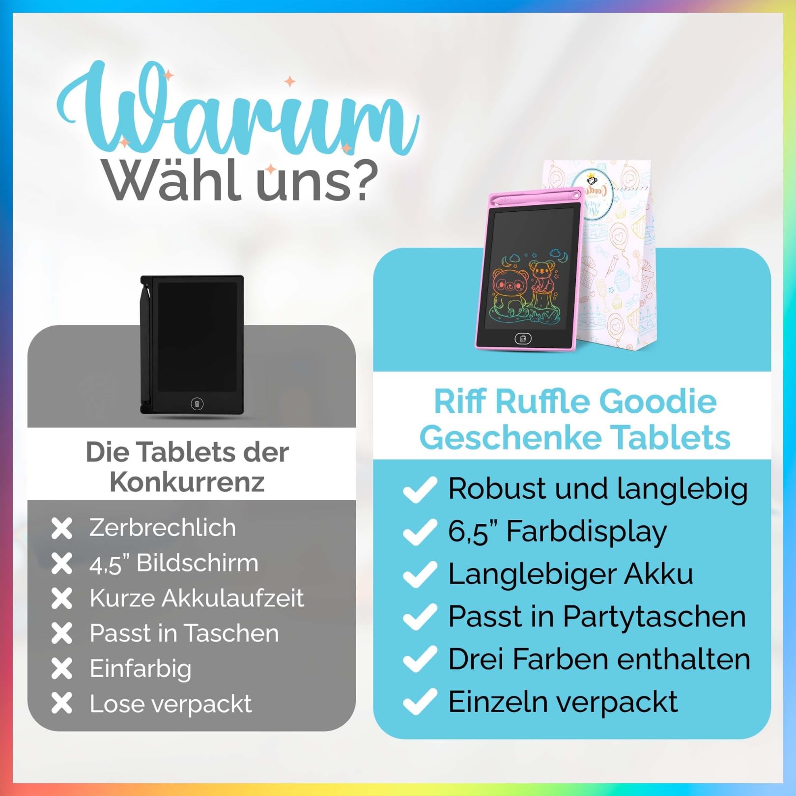Riff Flying LCD-Schreibtafeln für Kinder 16,5 cm (6,5 Zoll) 12 Stück