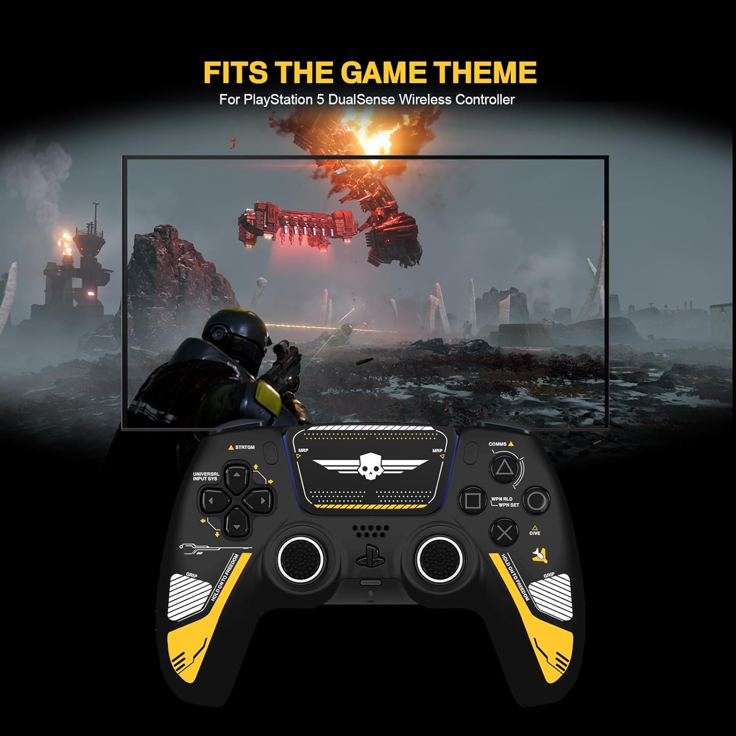 Darno Design Ps5 Controller Skin, Ps5 Controller Accessories, Silicone Grip Cover for PlayStation 5 DualSense, 4 Pcs Thumb Grip Gaps with Touch Pad Sticker - Image 5