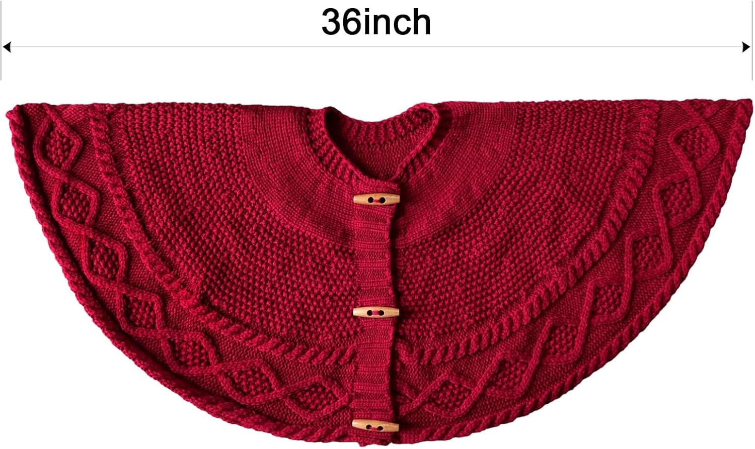 36 inch Christmas Tree Skirt: Pencil Tree Skirt for 6ft Tree, Diamond Edge Knit Small Wine Red Tree Skirt, Vintage Tree Skirts, Rustic Farmhouse Christmas Decorations