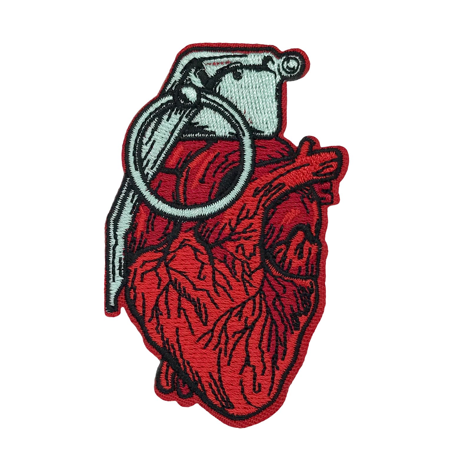 WikineonWikineon Iron On Patch, Grenade Heart Patch, Funny Cartoon Embroidered Badge Iron/Sew on Applique Repair Patch, DIY Accessories for Clothes Jeans Backpacks Jackets Pants Hats Vest