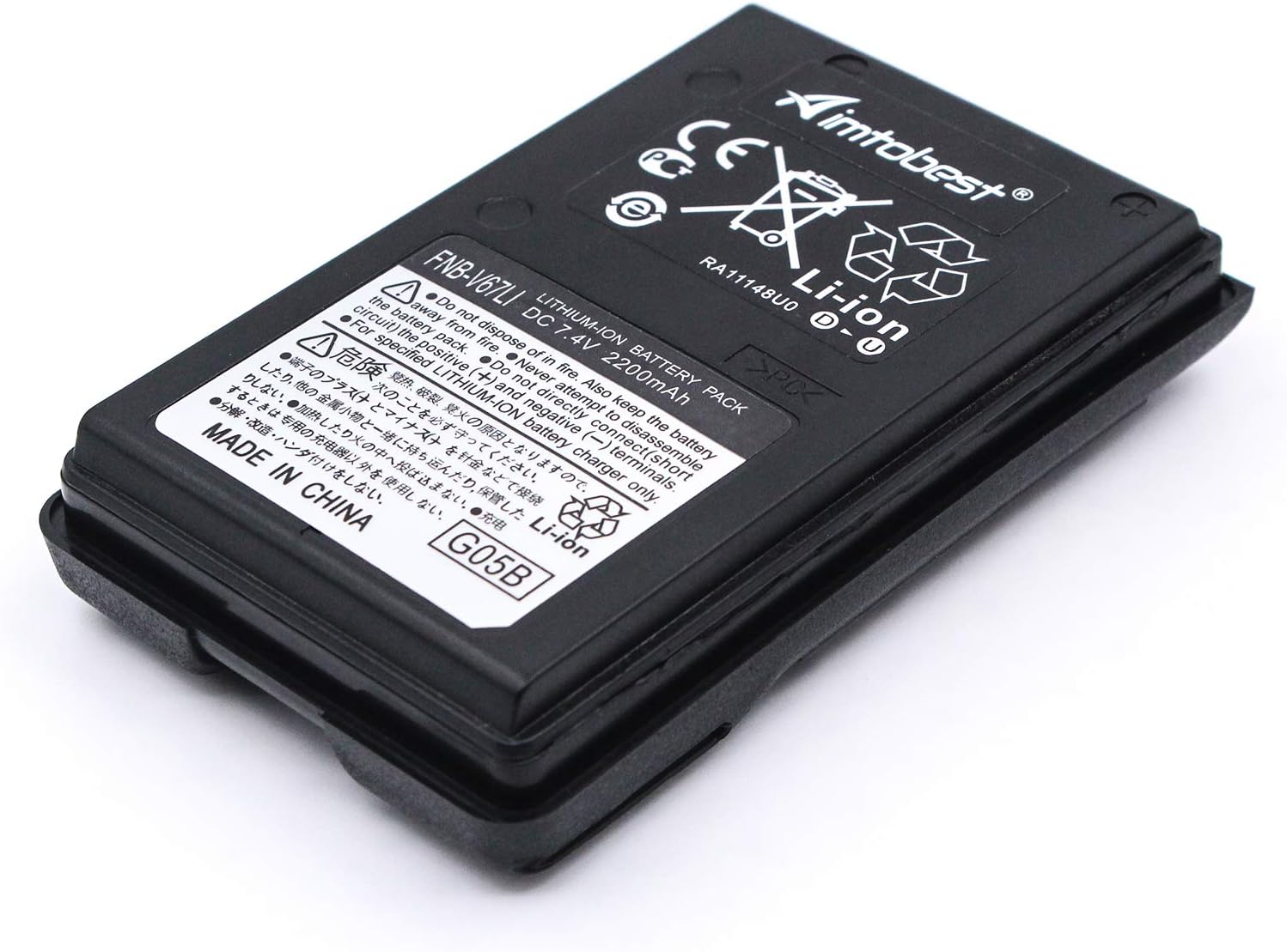 FNB-V67Li 2200mAh Li-ion Battery with CD-47 Charger Compatible for Yaesu Vertex Radio FT-60R FT-60 VX-110 VX-170 VX-800 Standard Horizon HX270S HX370S HX500S