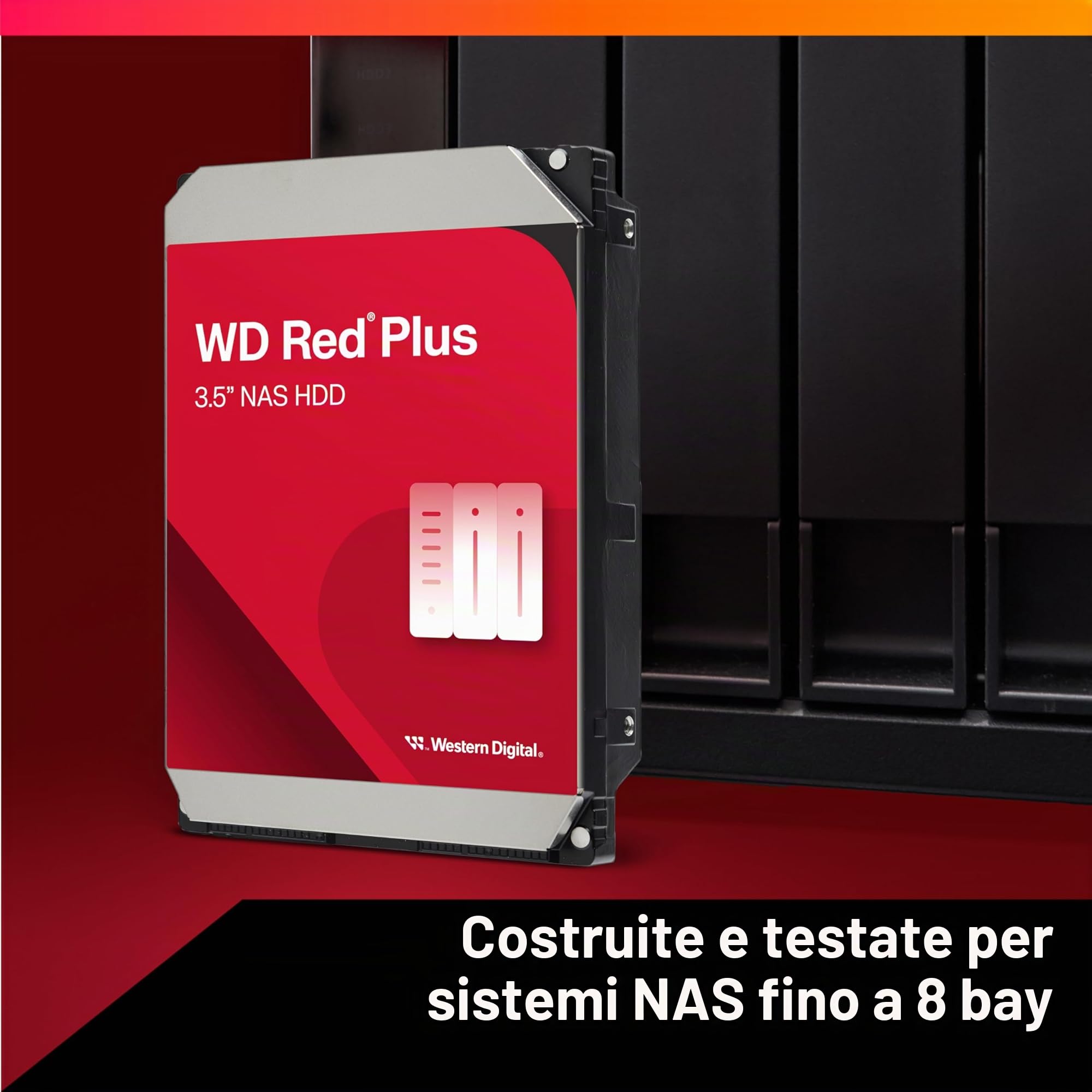 WD Red Plus 4 TB NAS 3,5" Hard Disk Interno - Classe 5.400 RPM, SATA 6 Gb/s, CMR, cache 128 MB