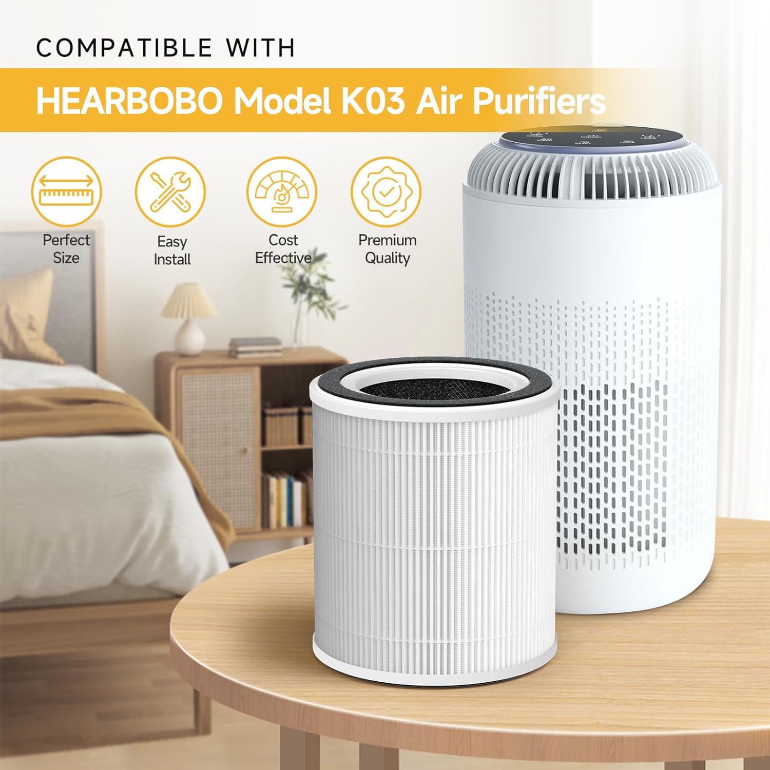 2 Pack K03 Filter Replacement | Compatible with HEARBOBO K03 Purifier | 3-Stage Filtration - Image 2