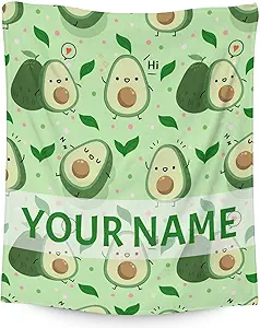 Blanket for Girls - 50"x60" Personalized Cute Avocado Throw Gifts - Green Soft Fuzzy Blankets for Bed, Couch & Living Room