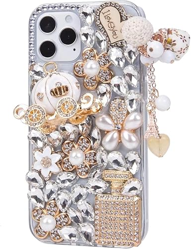 Funda para T-Mobile Revvl 6 Pro 5G, Revvl 6 Pro 5G, funda 3D hecha a mano de lujo con diamantes de imitación de calabaza, flor de cristal con
