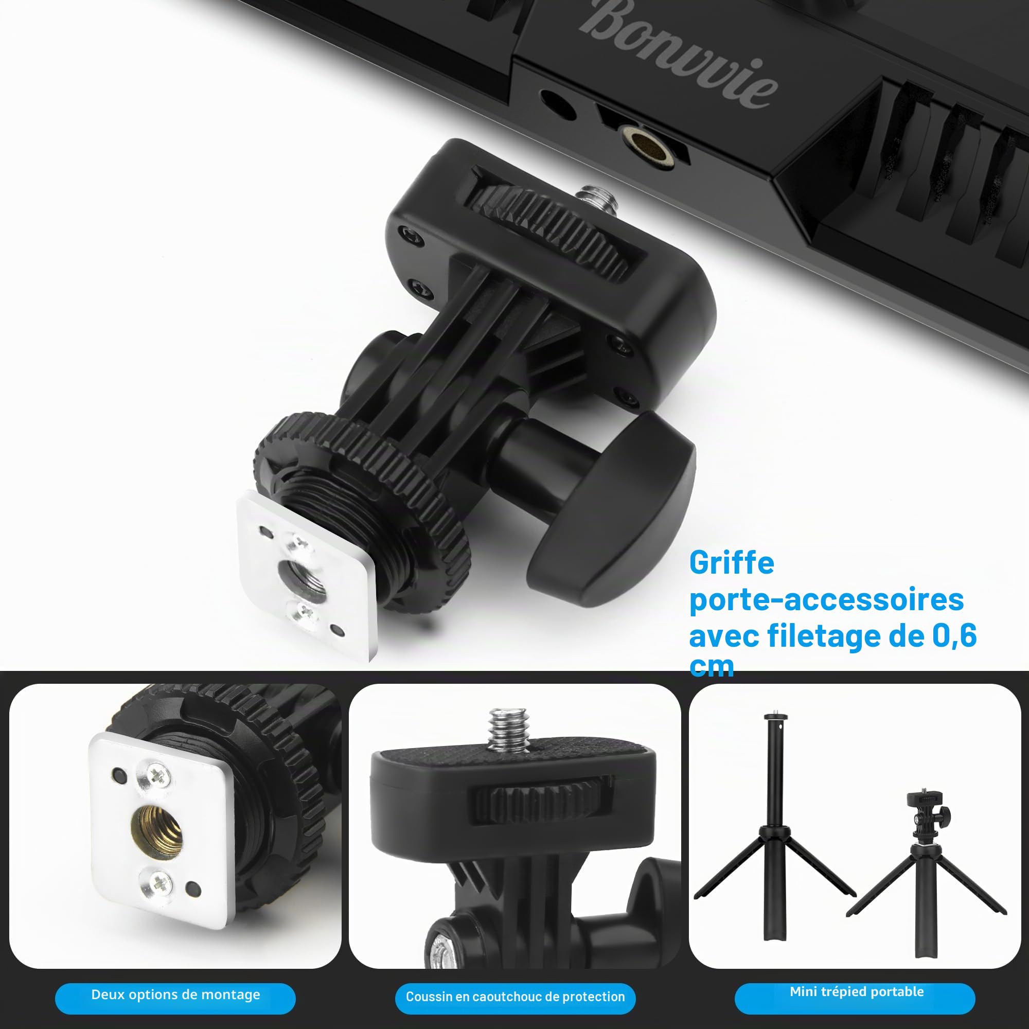 Kit d'éclairage Vidéo LED, Lampe pour Caméra 9" avec Batterie 5000mAh, 3000-6500K IRC 97+, Lumière Douce pour Prises de Vue en Studio et en Extérieur,Vlogs,Appels Zoom,Diffusions en Direct (Améliorée)