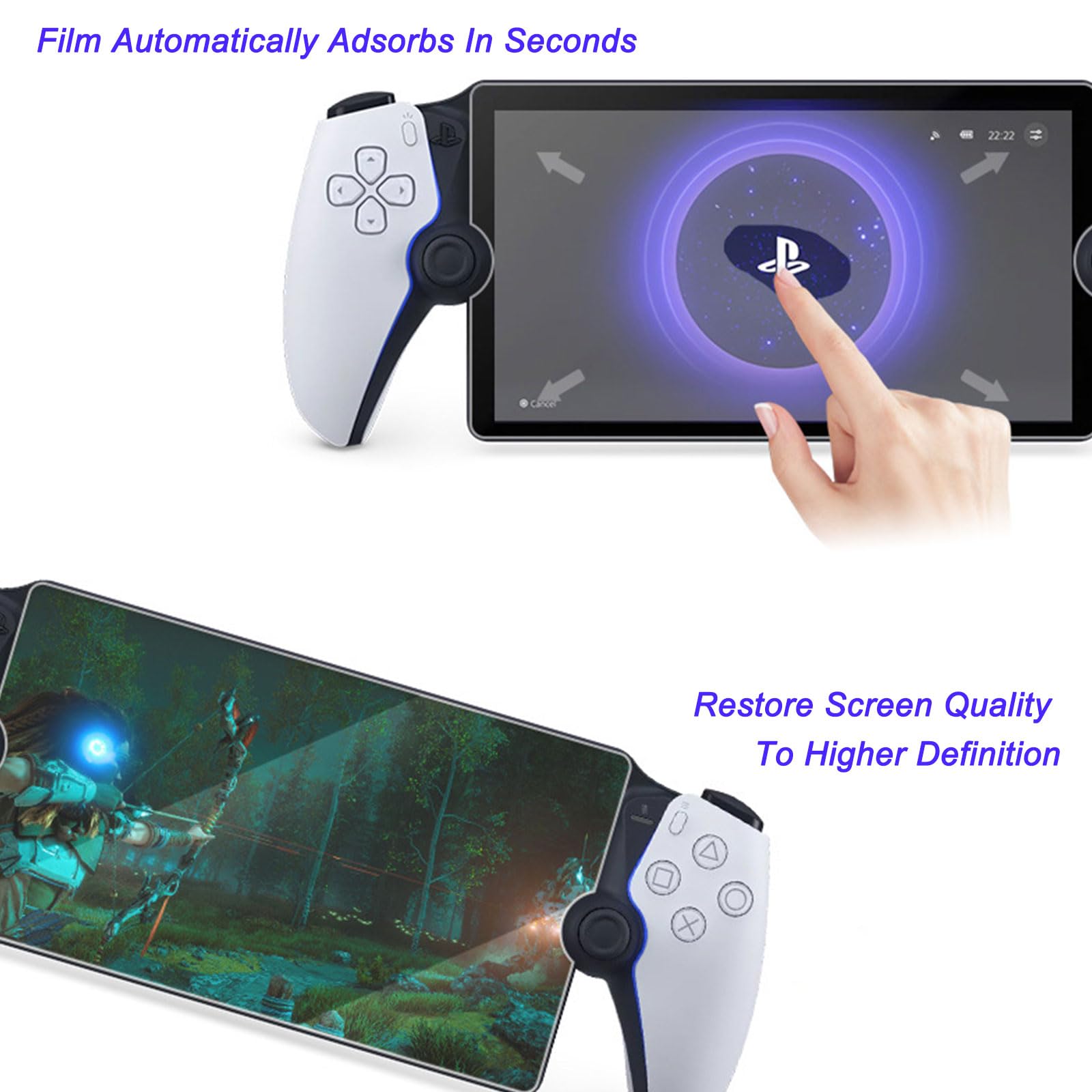 Jusy Lot de 3 films de protection d'écran pour PlayStation Portal&Ps Portal 8", [9H transparent] [anti-traces de doigts] [anti-rayures] en verre trempé pour Sony PS Portal