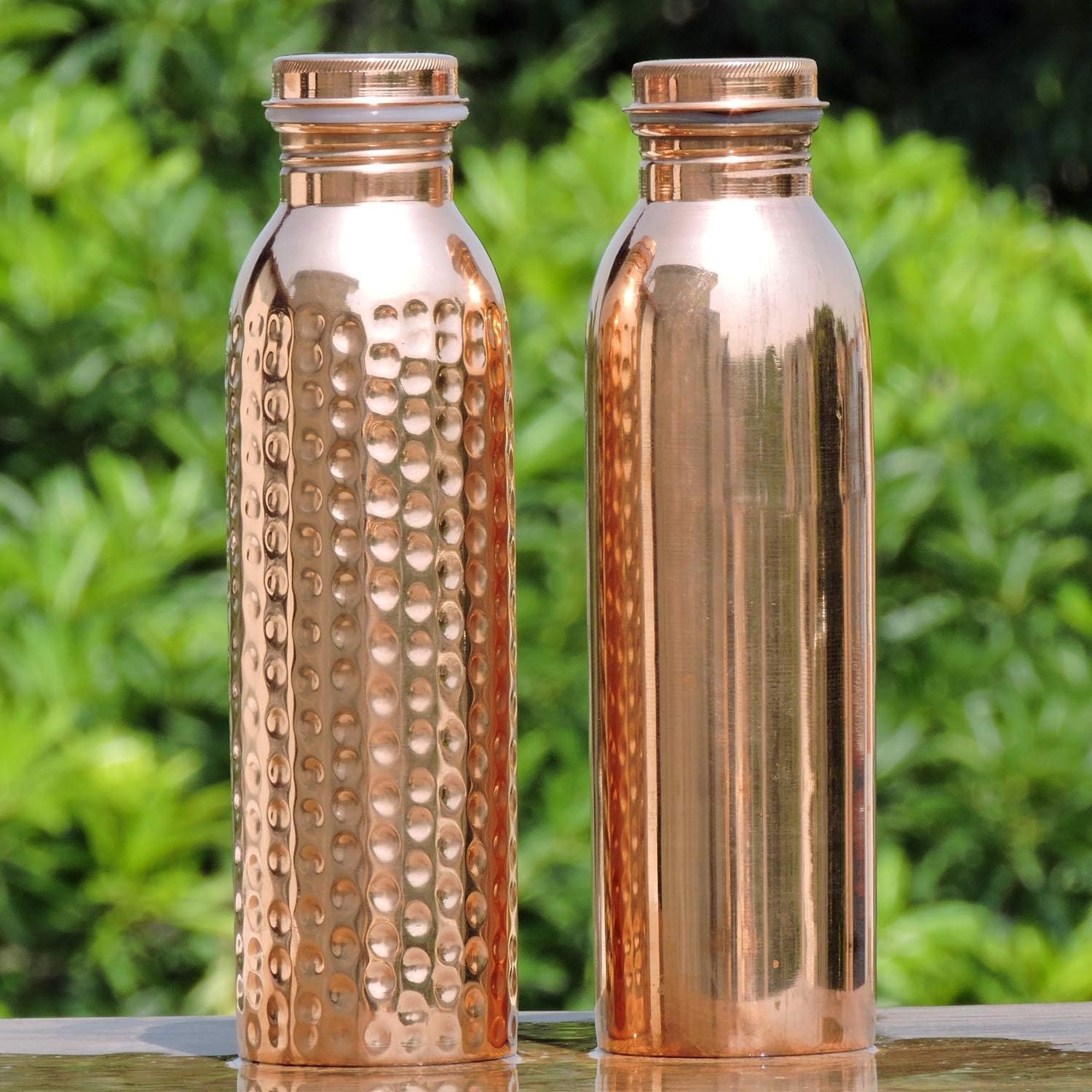 Royal Kurta Set of 2 Pure Copper Water Bottles 20.28 fl. Oz. | Leak-Proof Ayurvedic Copper Bottles for Health Benefits (900 ML)