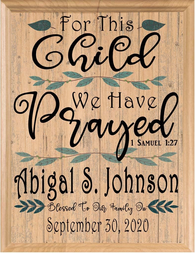 For This Child We Have Prayed Sign Custom Nursery Decor Personalized Newborn Boy or Girl Wall Art