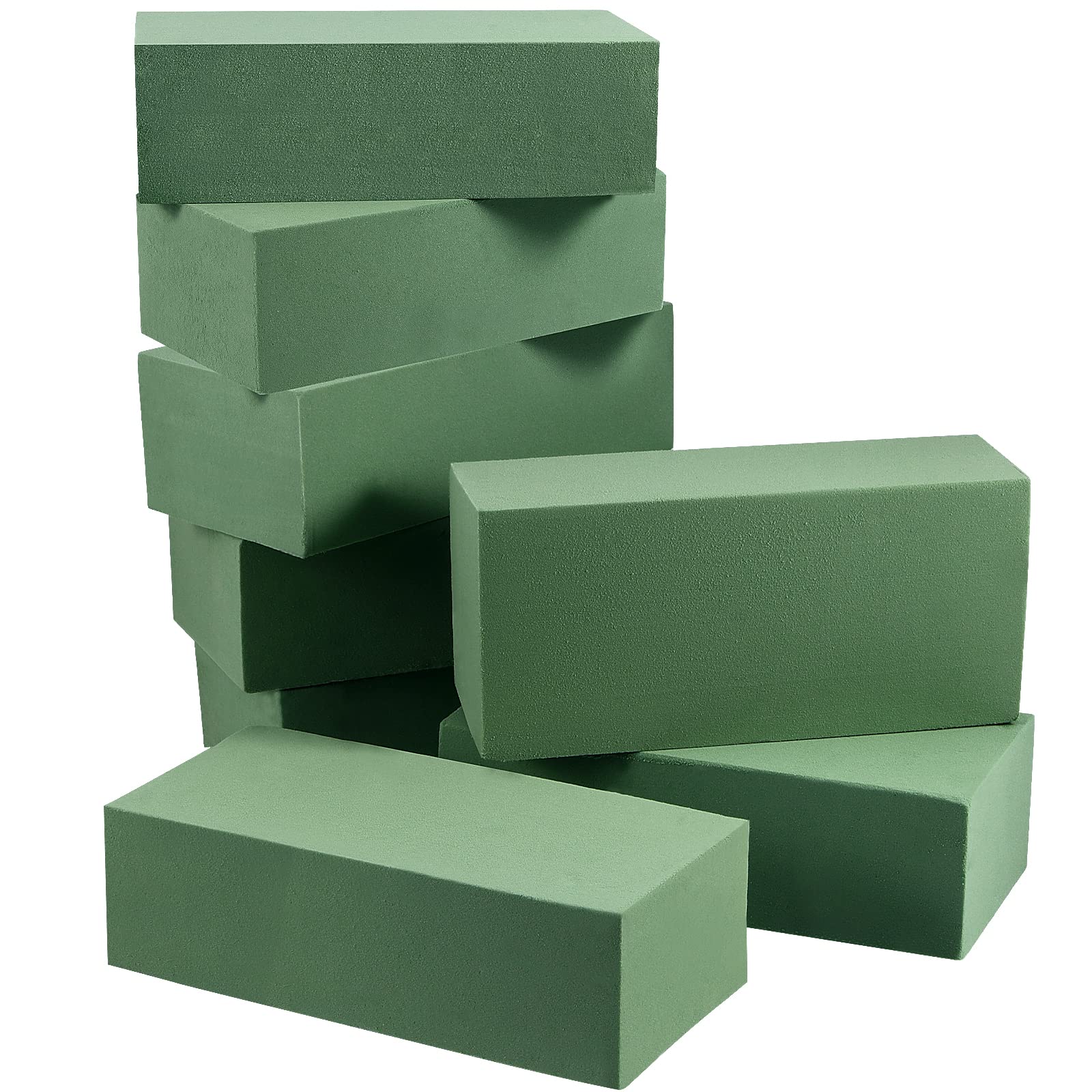 Pingeui Green 8 Pcs Floral Foam Bricks For Diy Flower Arrangements, Artificial Florist Block, Wedding Bouquet, Centrepieces - 22.5X11x7cm