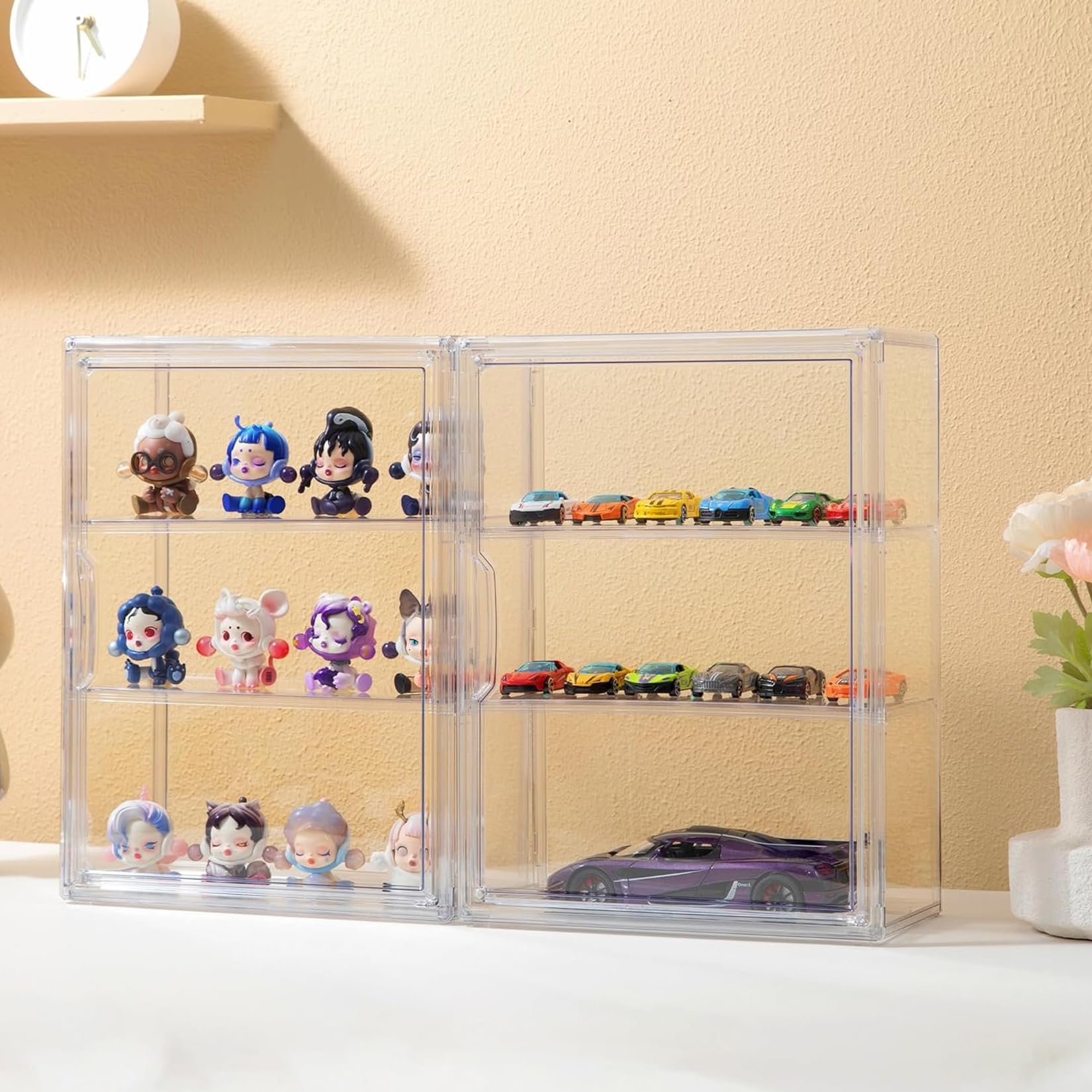 Vitrine De Présentation En Acrylique Transparent 40x20x20 Cm Avec Fond Noir - Boîte Anti-poussière Pour Figurines, Trophées, Objets De Collection - 2