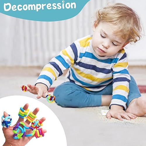 Miniatura 4 de 30 piezas de juguetes inquietos multicolores silenciosos para inquietos, herramientas únicas de imaginación cerebral, terapia de relajación y