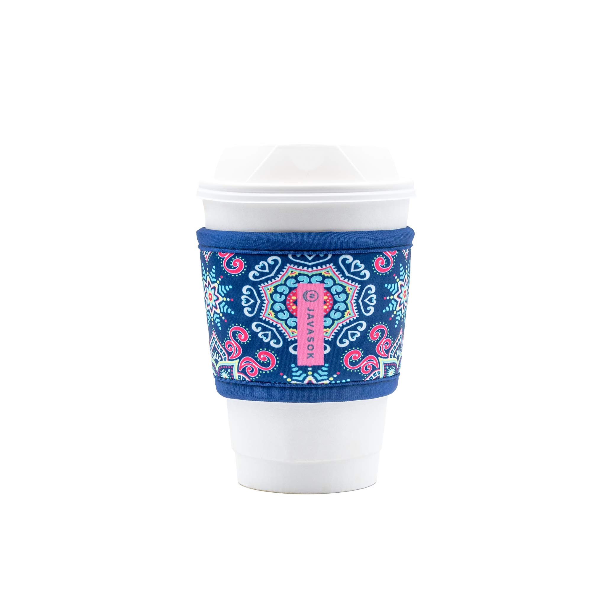 Java Sok Reusable Neoprene Insulator Sleeve for Hot Coffee and Tea Cups (Floral Burst, One Size Coffee Sleeve)