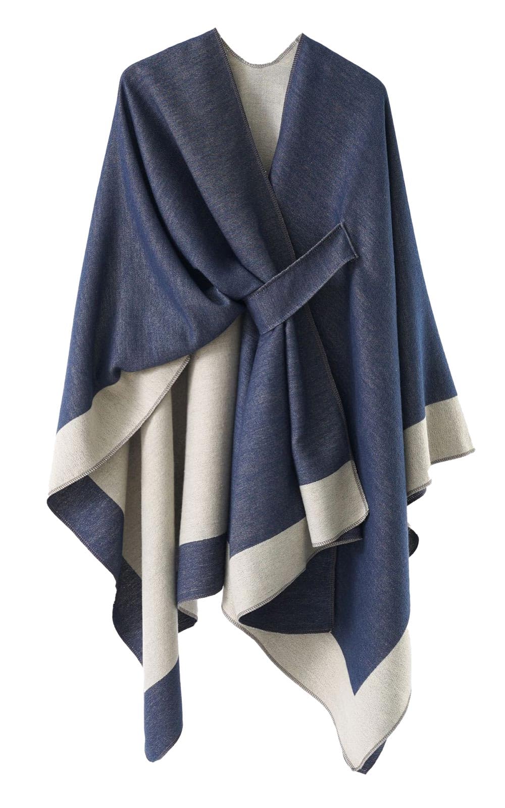 Zetieny Dames Sjaalwikkels met Gekruiste Voorkant Elegante Gebreide Poncho Omkeerbare Oversized Gebreide Cape Deken Warme Wintersjaal Cardigan voor de Avond, Roze Grijs, One size