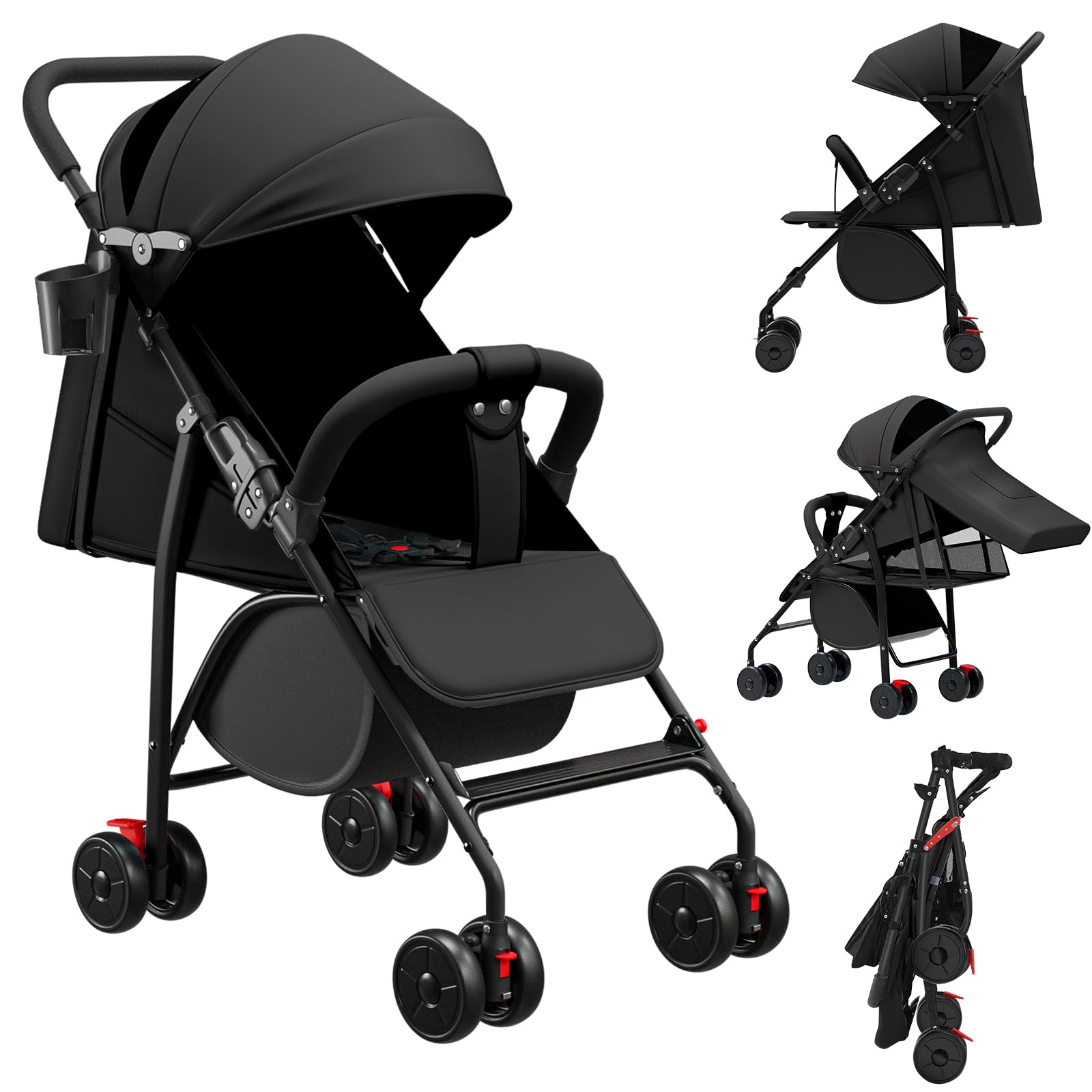 Poussette canne compacte Ingenious Noir 47x72x97cm de la naissance à 4 ans 25 kg