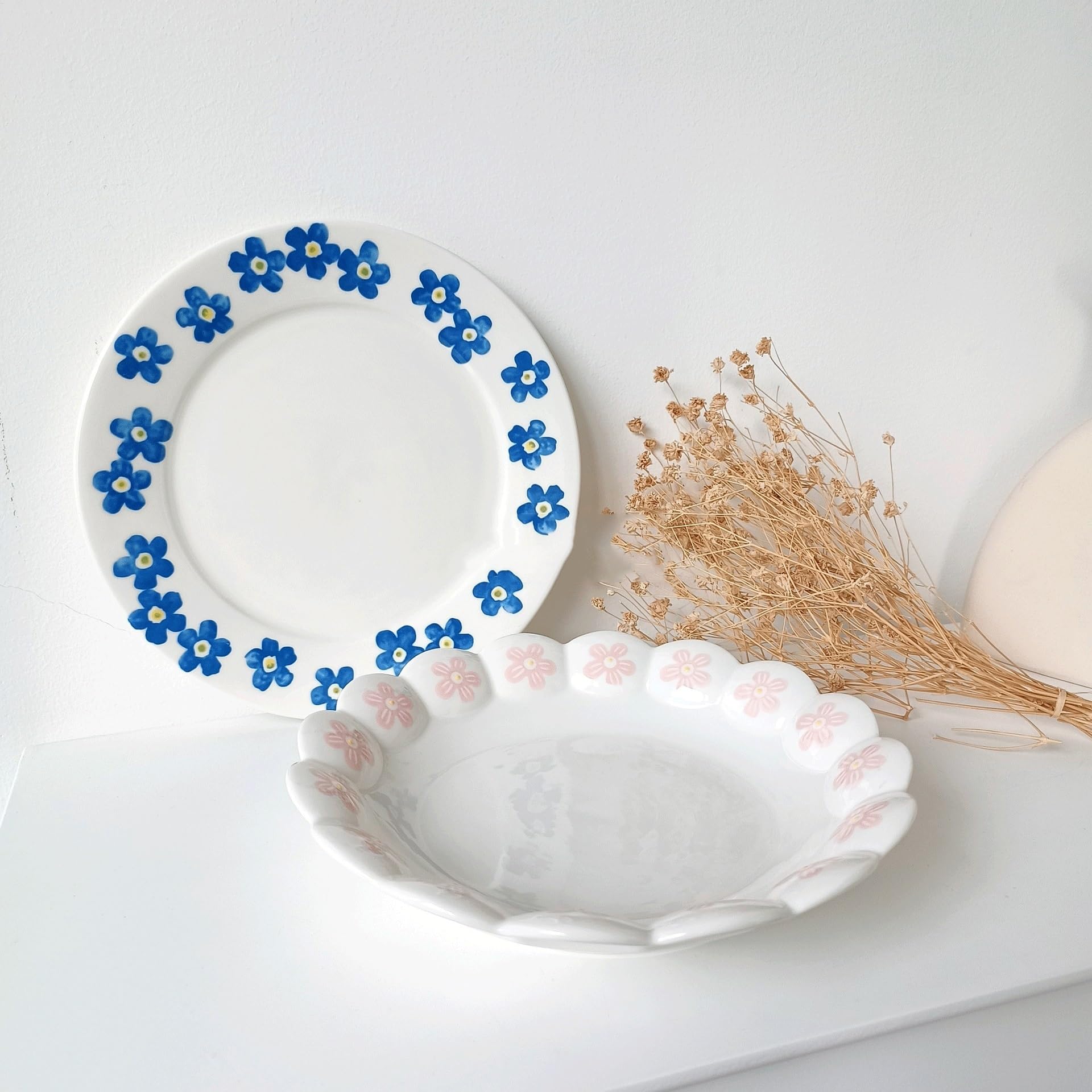Talerze Deserowe Płatek krawędź płyta podszkliwna porcelana ceramiczna płytki talerz talerzyk deserowy sztućce 8 Cal Vintage tłoczony ażurowy Zastawa stołowa(2)