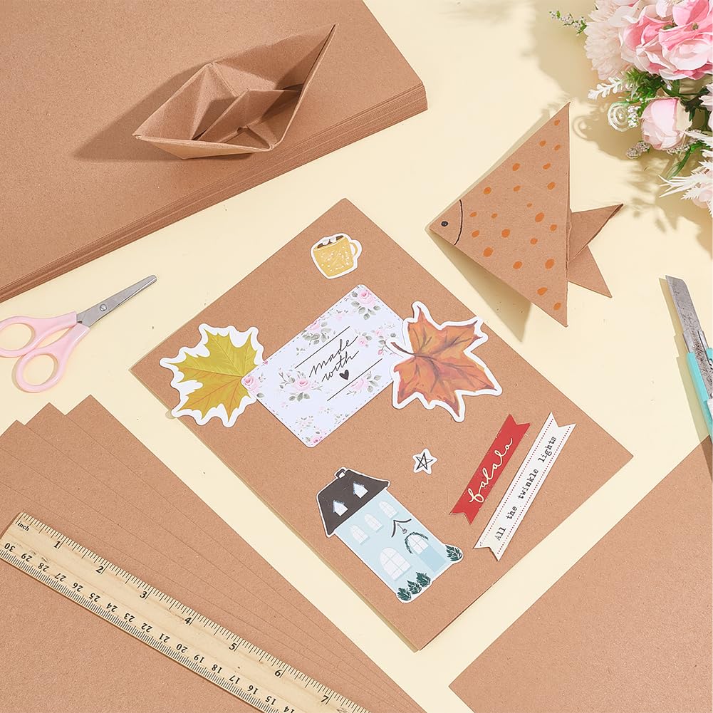 NBEADS 100 Blatt A4 Bastelkarton, 0.2mm dicker stabiler Vollkarton Druckerpapier zum Kartenbasteln Scrapbooking und Handarbeiten, 29.7x21cm, Hellbraun