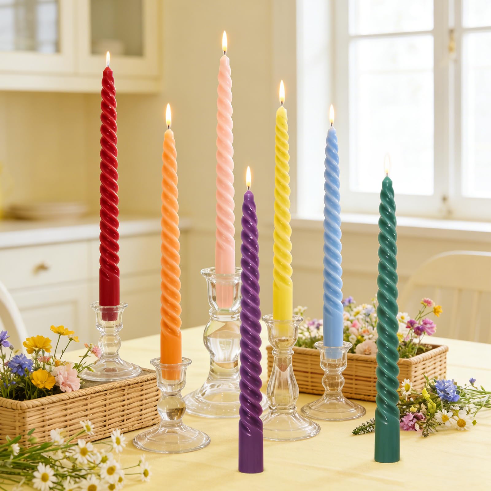 その他 PARTY CANDLES 6 Pcs Easter Flameless Taper Candles 10.6 Inch Colorful Candles