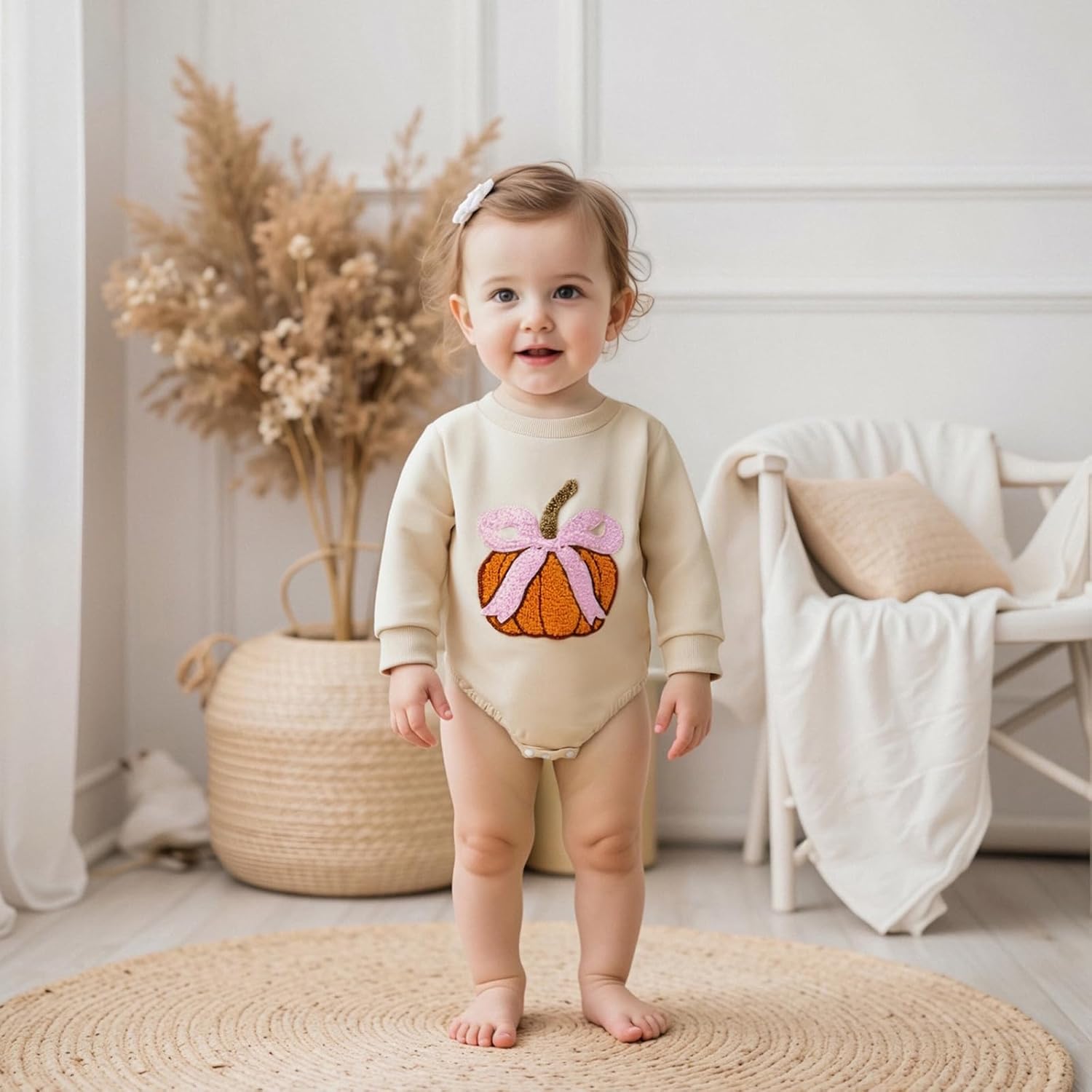 Halloween Baby Clothes Newborn Girl Pumpkin Ghost Sweatshirt Bubble Romper Long Sleeve Bodysuit Infant Fall Clothes - Image 2